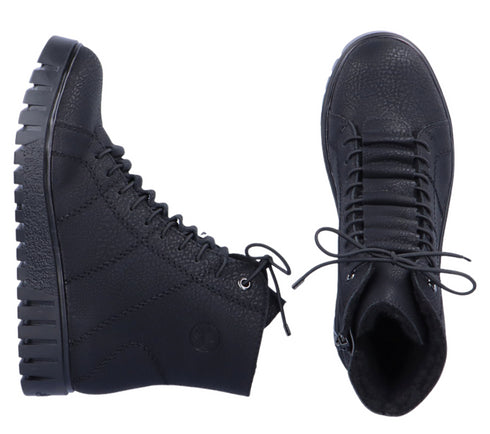 Ghete casual, dama, RIEKER ANTISTRESS, Y3420-00 negru, piele ecologica